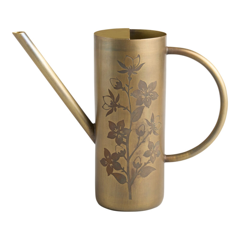 Antique Brass Etched Floral Watering Can