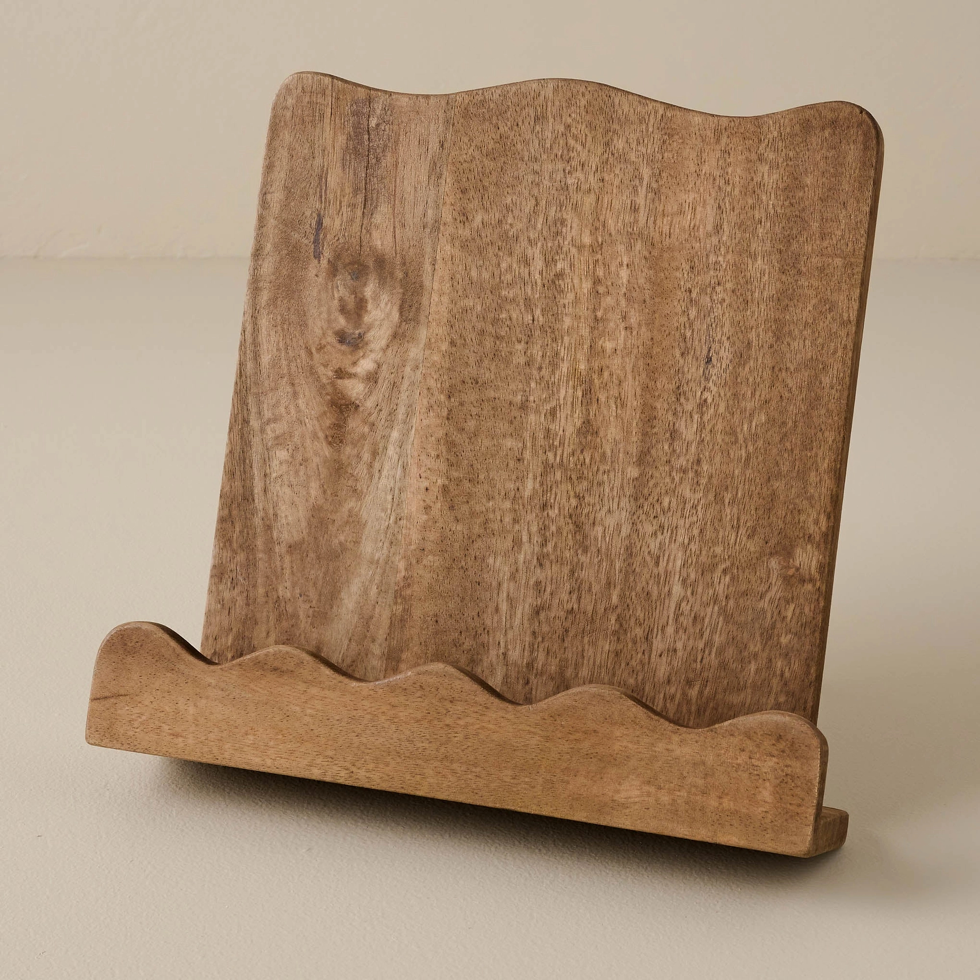 Magnolia Antiqued Wood Scalloped Cookbook Holder