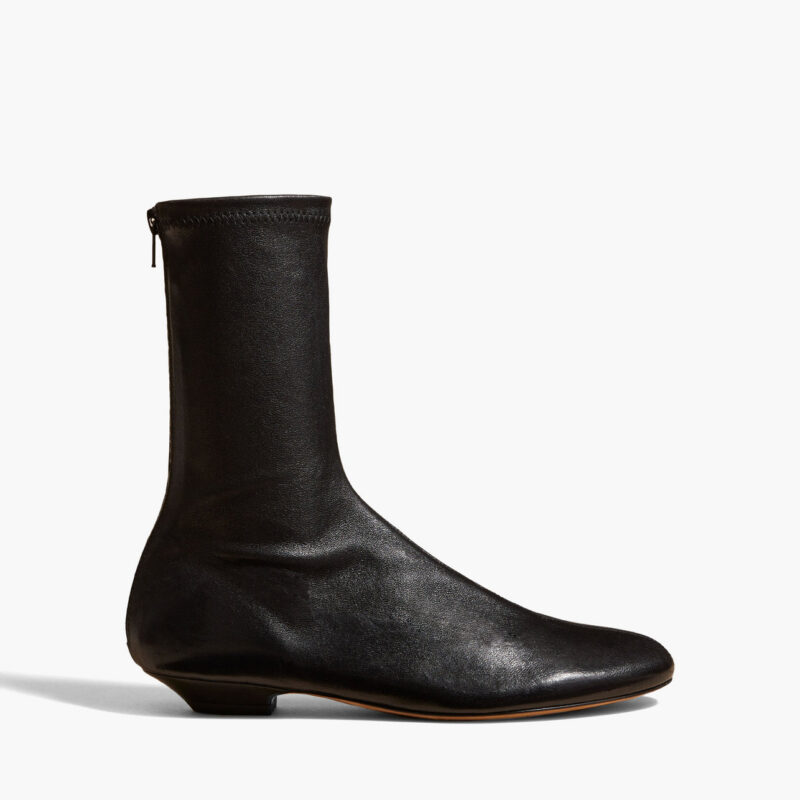 Apollo Flat Ankle Boot in Black Leather Khaite