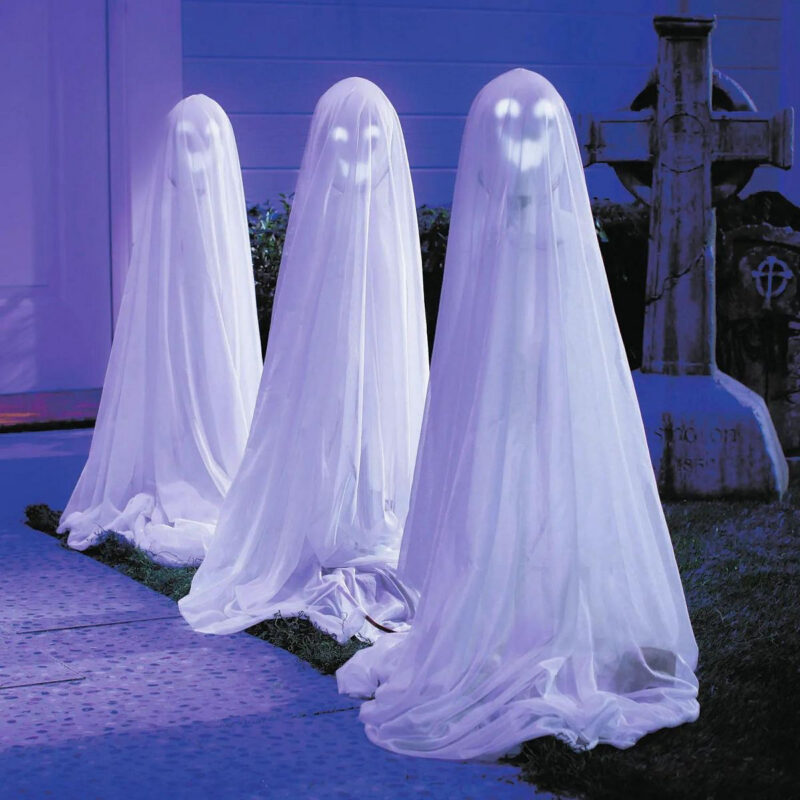 ATC Halloween White Ghosts Talking Light-Up Set of 3 - White