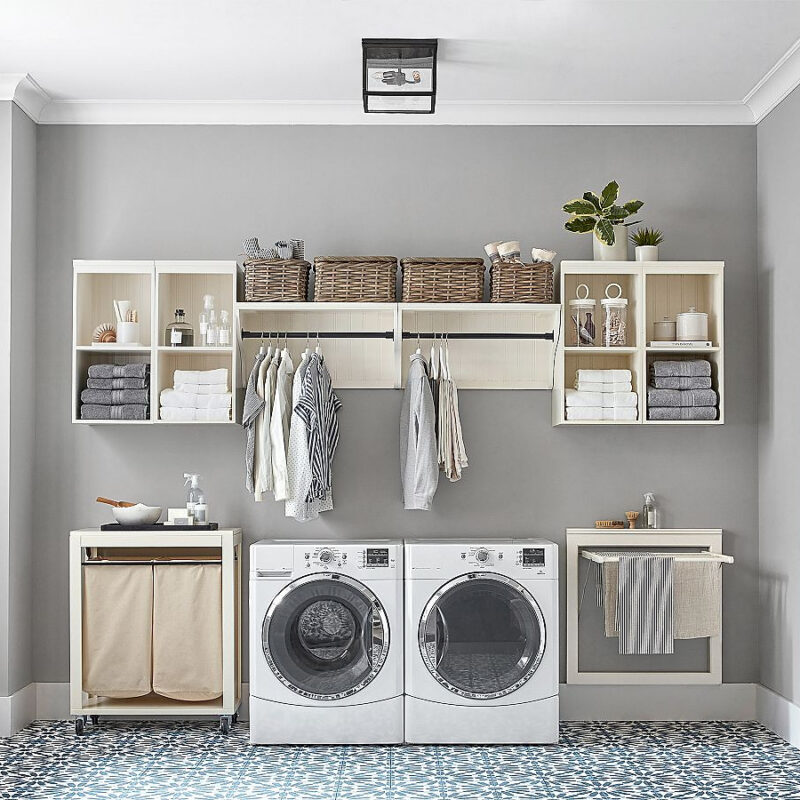 Aubrey Deluxe Laundry Organization Set with Open Cabinets