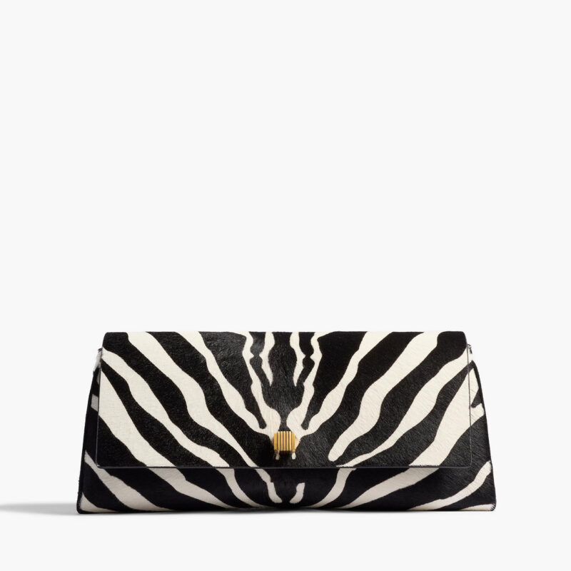 Audrey Clutch in Zebra Print Haircalf Khaite