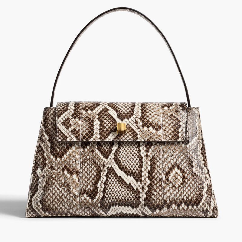 Audrey Top Handle Bag in Natural Python Khaite