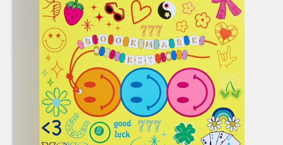BaubleBar Kids DIY Bookmark Craft Kit with colorful beads and letter beads