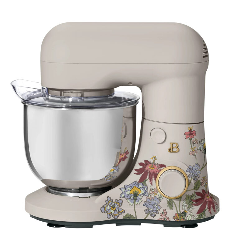 Beautiful 3.5 Qt Stand Mixer with Flat Beater, Dough Hook, Balloon Whisk, Wildflower Porcini Taup...