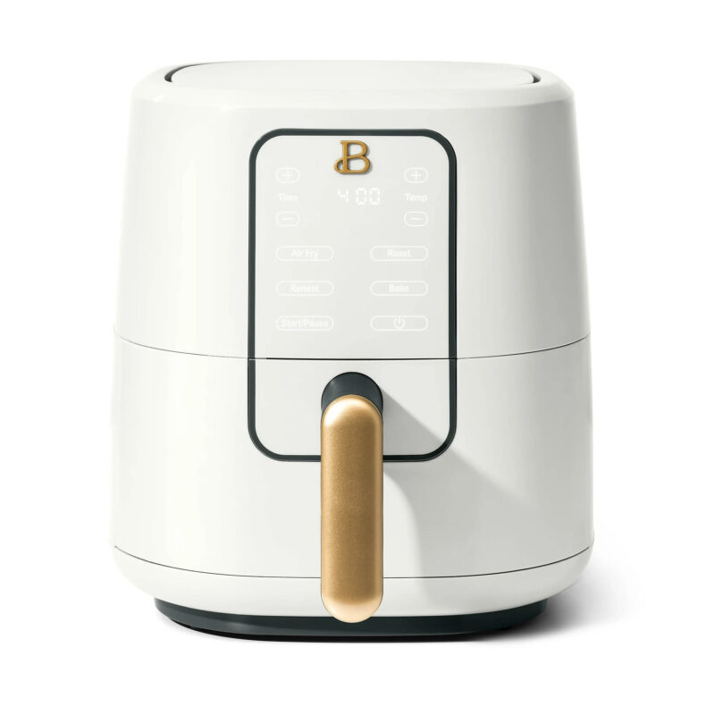 Beautiful 3 Qt Air Fryer with TurboCrisp Technology, EverGood Ceramic Nonstick Coating, White Ici...