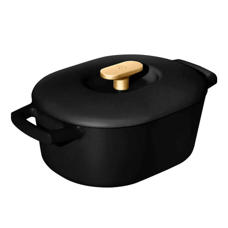 Beautiful 6 Quart Enamel Dutch Oven, Black Sesame by Drew Barrymore