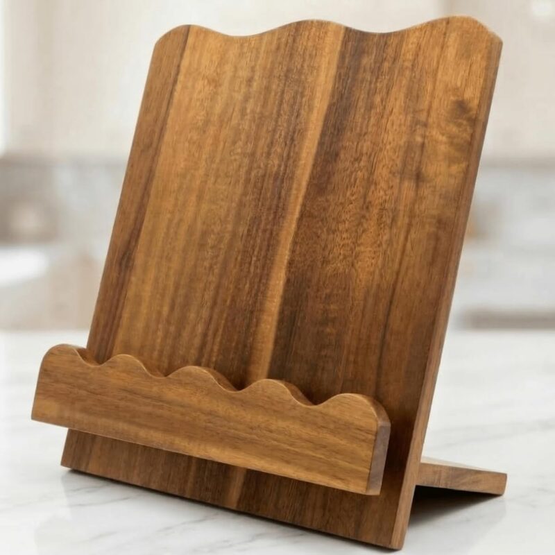 Beautiful Wooden Cookbook Stand for Your Counter – Solid Wood Scalloped Book Holder Keeps Cookbooks & Tablets Open, Stable 2-Piece Slot Design, Easy-Clean, Perfect for Everyday Cooking - Walmart.com