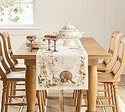 Bedford Harvest Turkey Embroidered Cotton/Linen Table Runner