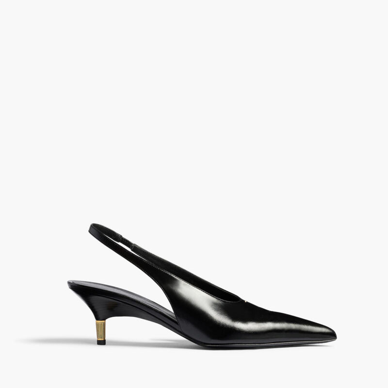 Bella Low Pump in Black Glazed Leather Khaite