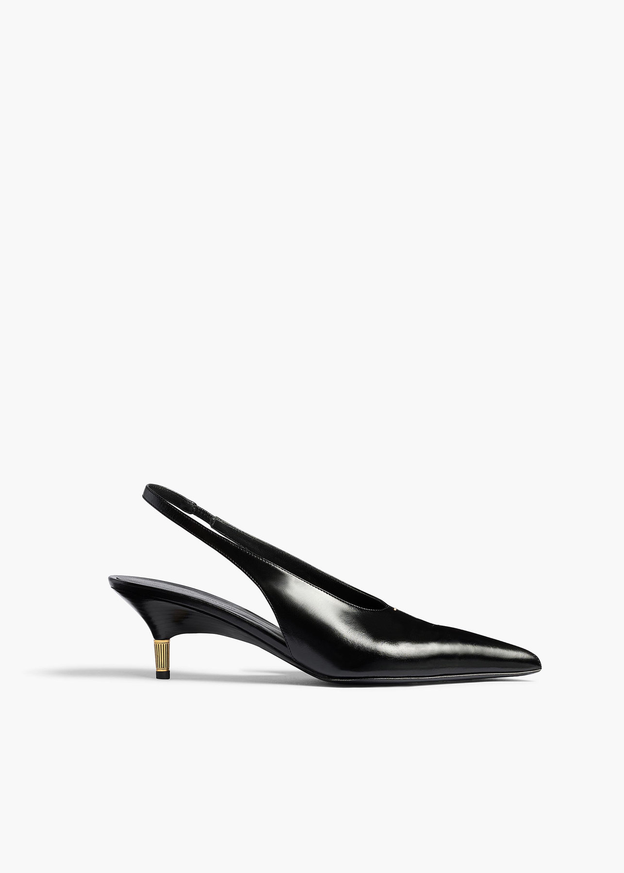 Bella Low Pump in Black Glazed Leather Khaite