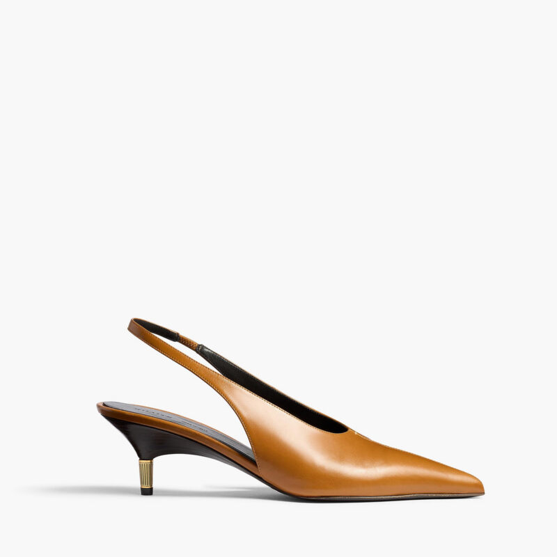 Bella Low Pump in Cuoio Glazed Leather Khaite