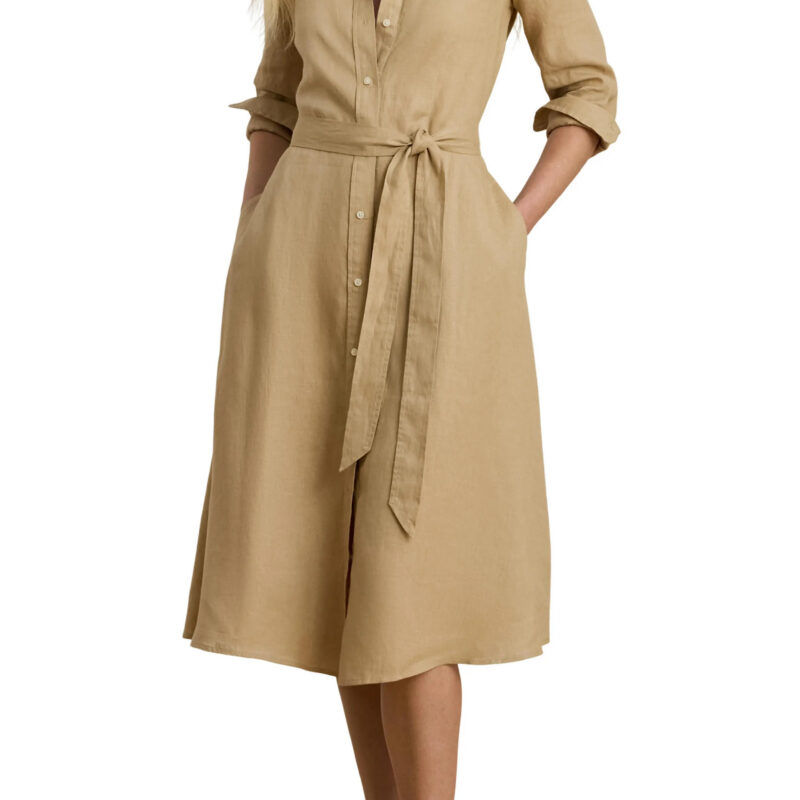Belted Linen Shirtdress (Women) | Nordstrom