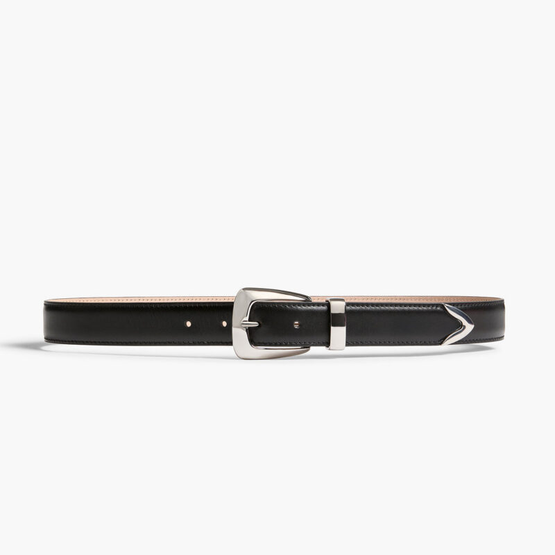 Benny Belt in Black Leather with Silver Khaite