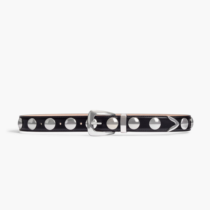 Benny Belt with Studs in Black Leather and Silver Khaite
