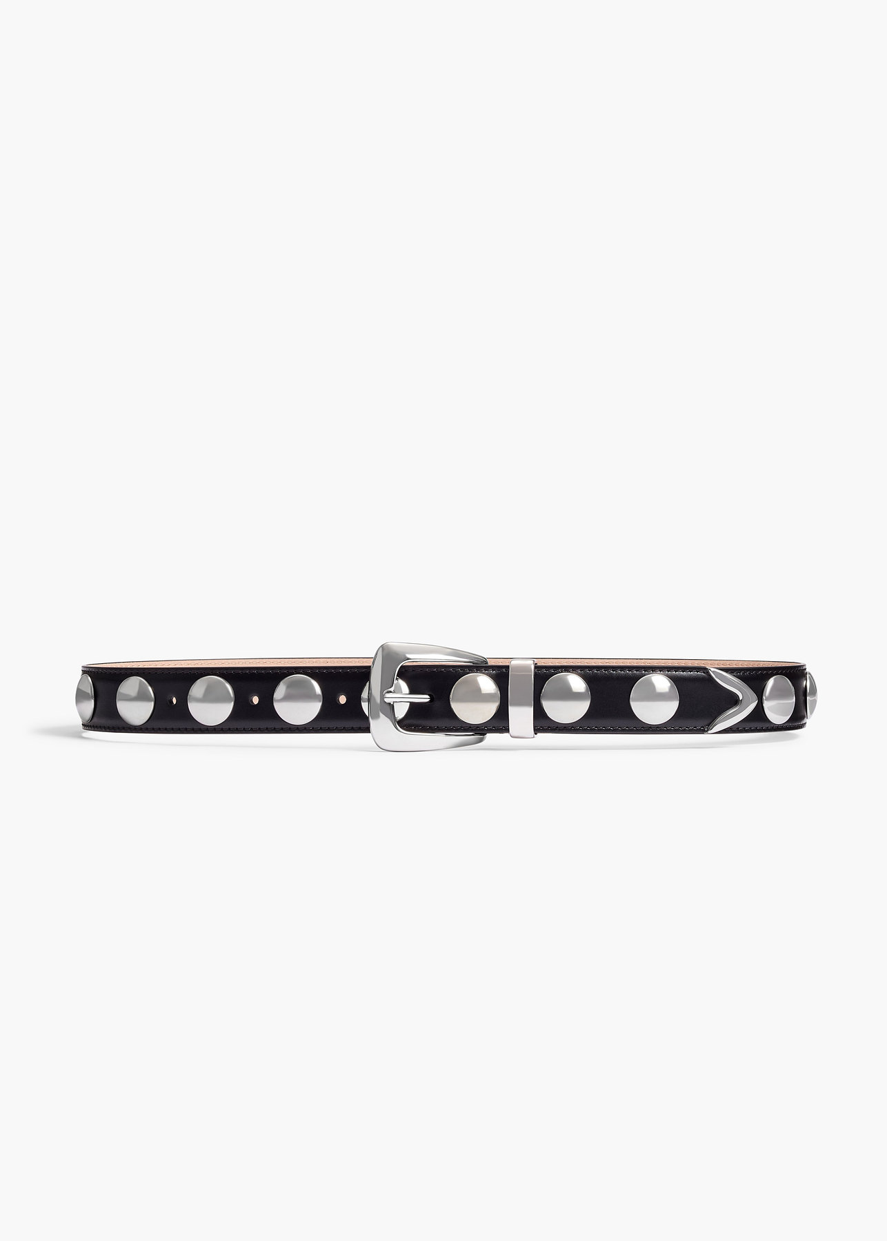 Benny Belt with Studs in Black Leather and Silver Khaite
