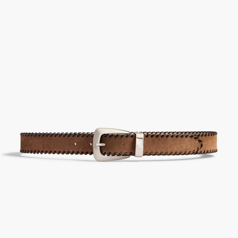 Benny Belt with Whipstitch in Dattero and Silver Khaite
