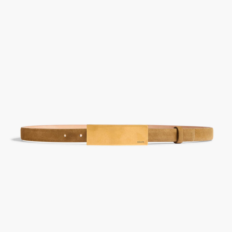 Berlin Belt in Mud Suede with Antique Gold Khaite