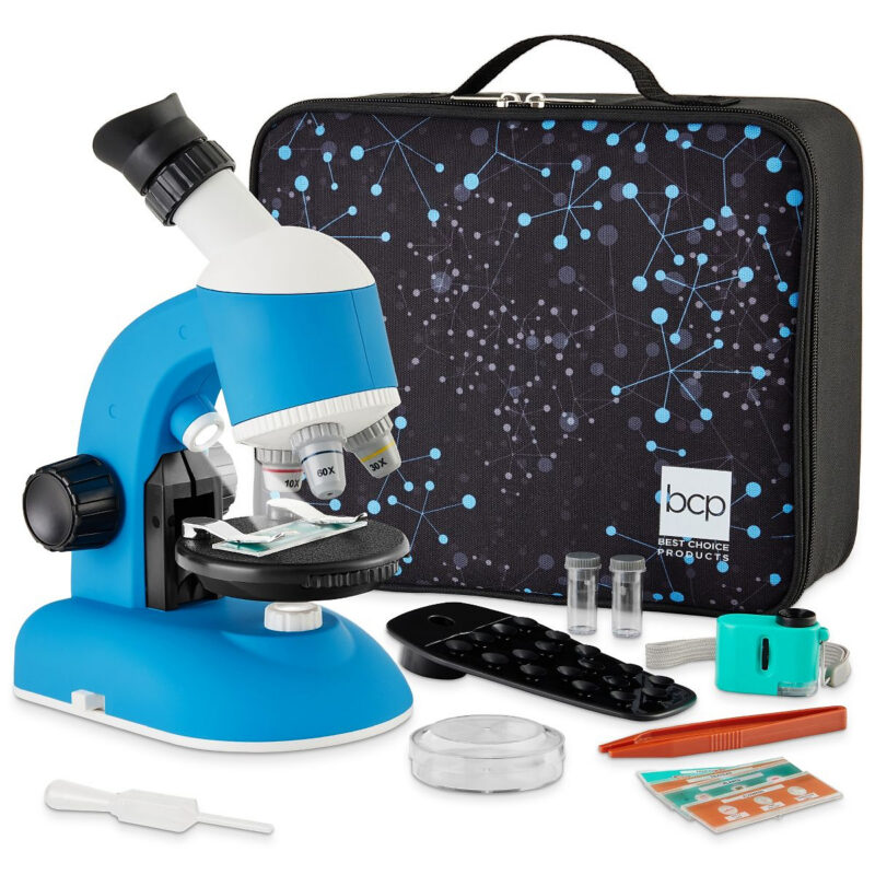 Best Choice Products 30-Piece STEM Kids Microscope Science Kit w/ 100x, 600x, 1200x Zoom, Slides,...