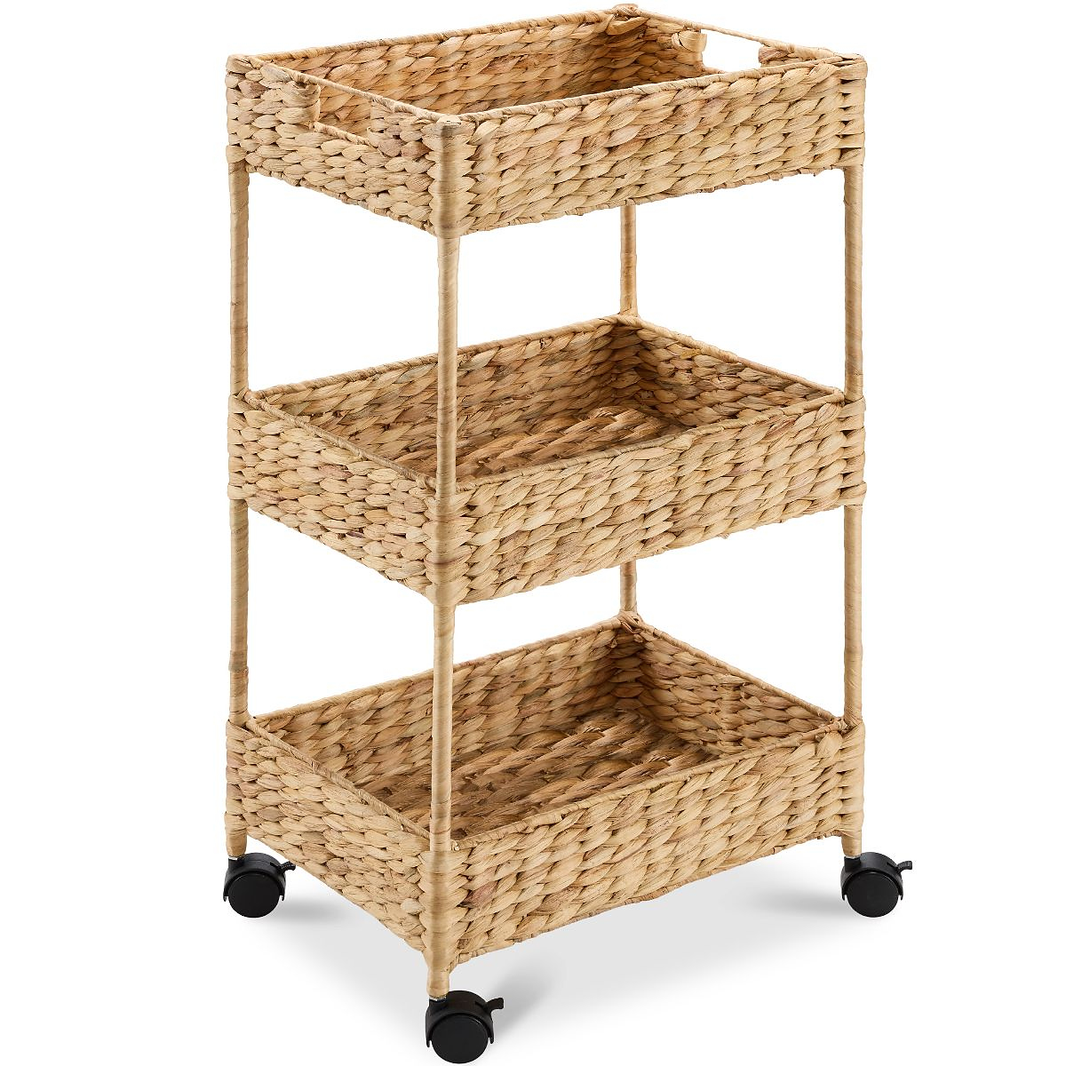 Best Choice Products 3-Tier Water Hyacinth Rolling Nursery Caddy w/ Wheels, Utility Cart, Storage...