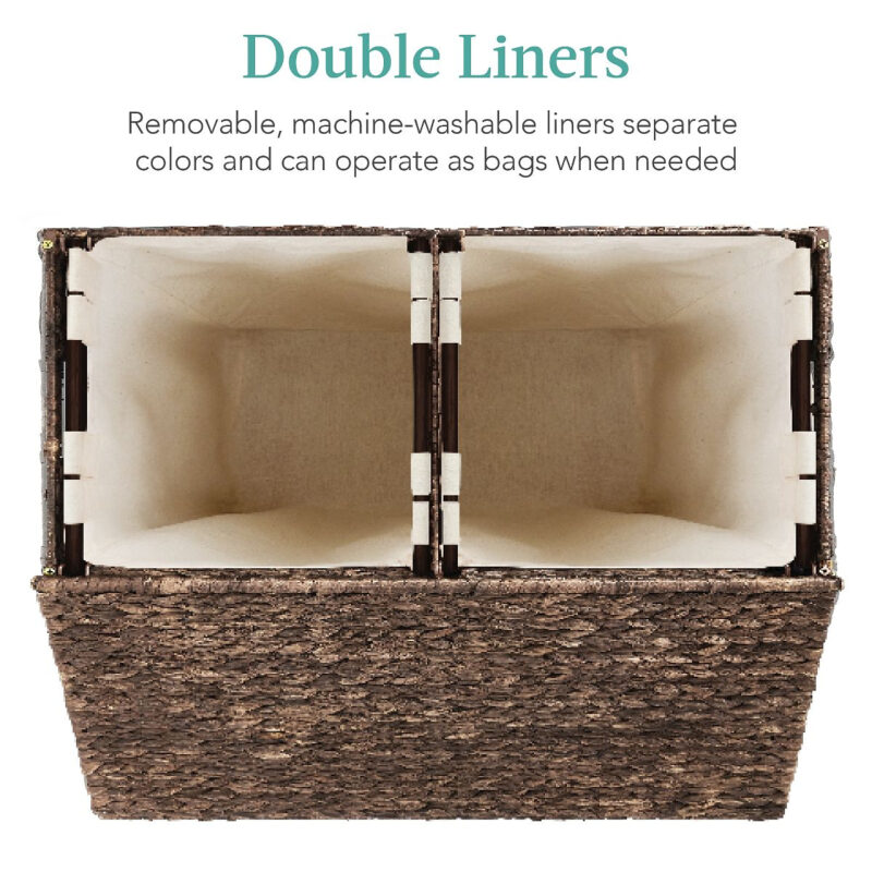Best Choice Products Large Natural Water Hyacinth Double Laundry Hamper Basket