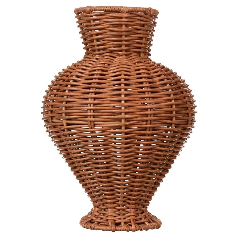 Better Homes & Gardens Woven Faux Rattan Indoor Vase, 10 in, Brown