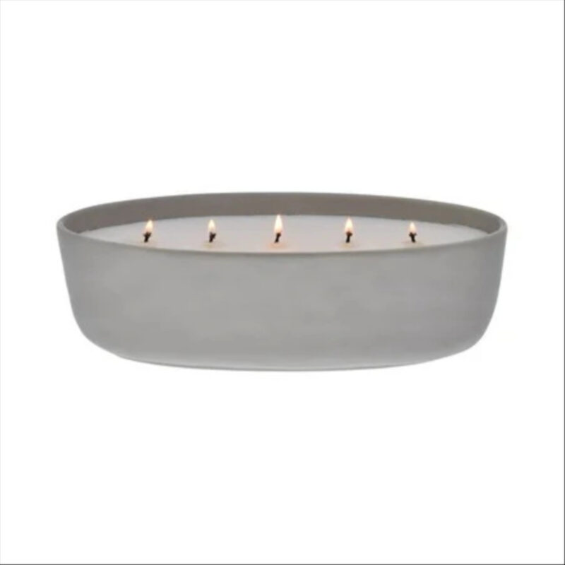 Better Homes and Gardens 5-Wick 40.5 oz Ceramic Candle, Salted Coconut & Mahogany, Grey