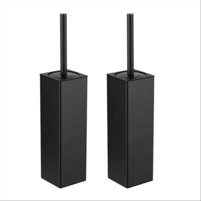 BGL Toilet Brush and Holder Set 2 Packs Aluminium Free Standing, Bathroom Storage and Organization Toilet Bowl Cleaner Brush and Holder, Square Design Sturdy and Space Saving