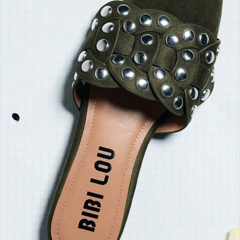 Bibi Lou Studded Faux Suede Slides
