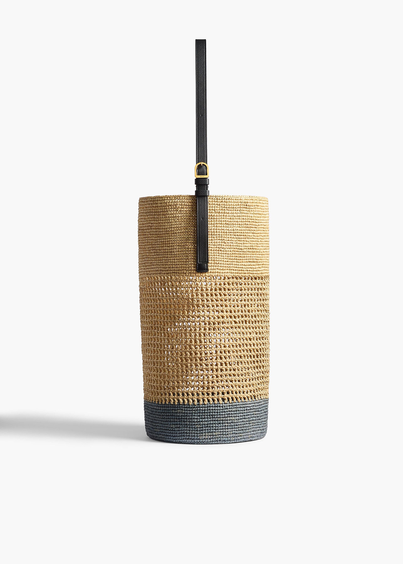Billie Bucket Bag in Natural and Lead Raffia Khaite