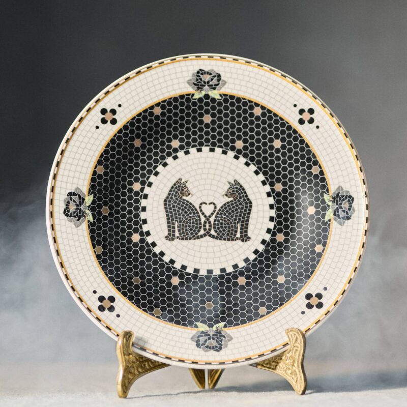 Bistro Tile Stoneware 24k Gold Accent Halloween Dessert Plate Anthropologie