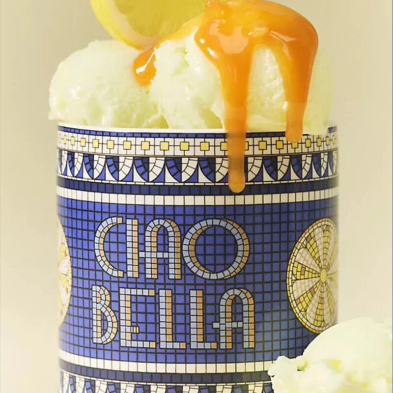 Bistro Tile Gourmand Ciao Bella 24k Gold Accent Ceramic Candle: Italia Edition