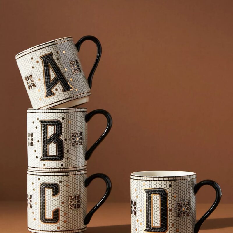 Bistro Tile Stoneware Mug: Monogram Edition