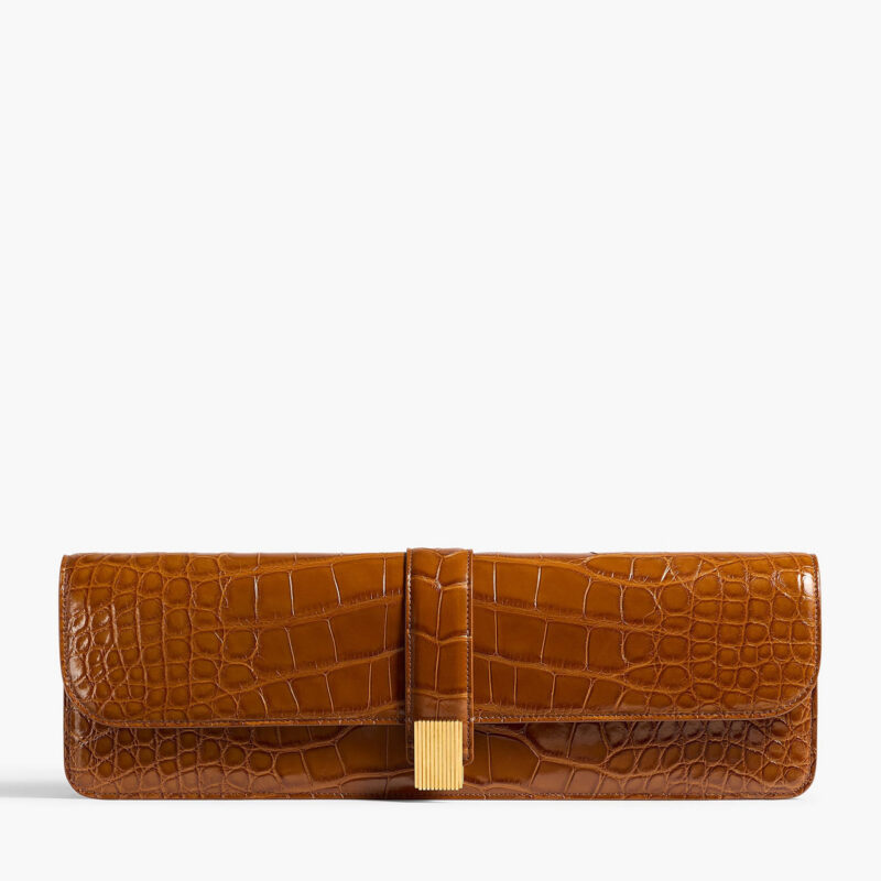 Blake Long Clutch in Dark Honey Alligator Khaite