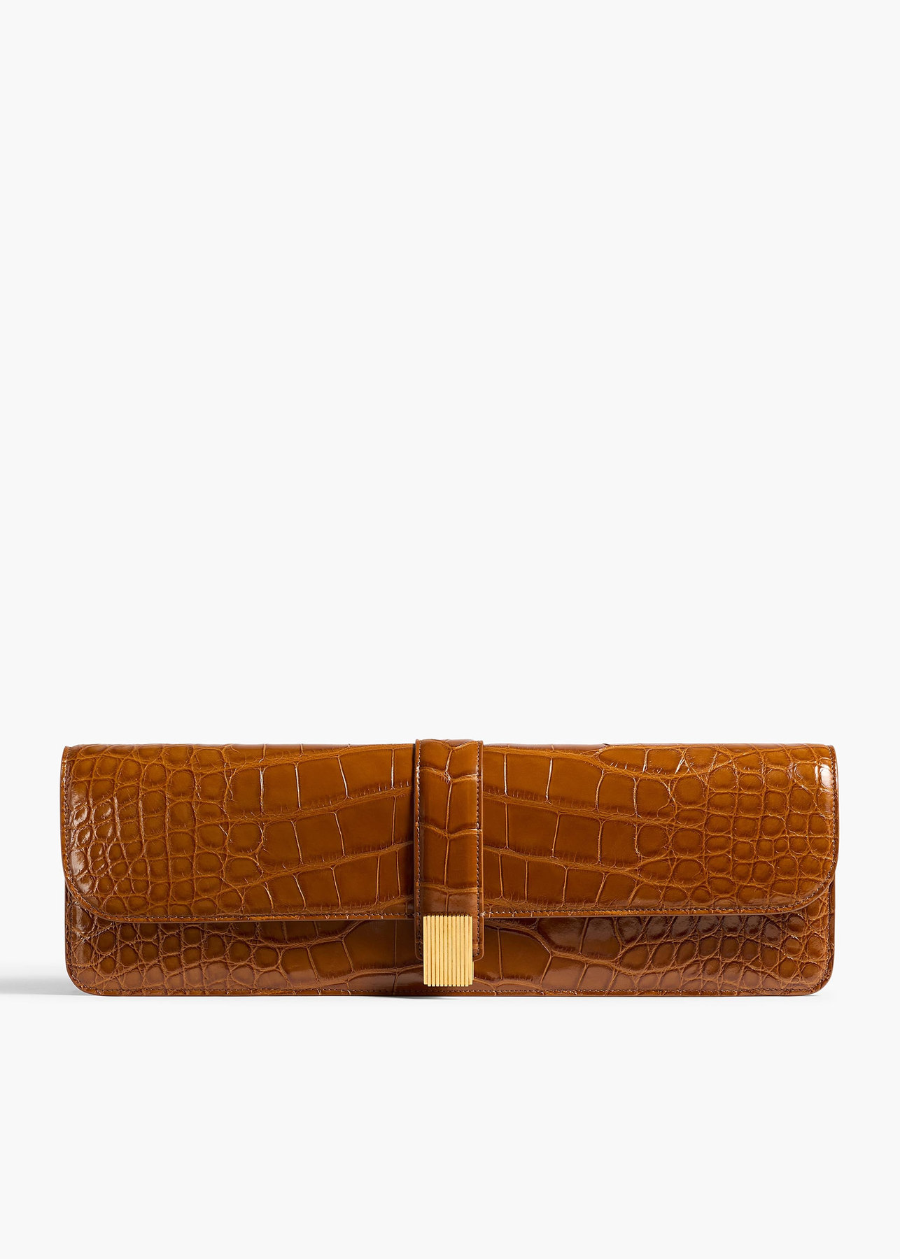 Blake Long Clutch in Dark Honey Alligator Khaite
