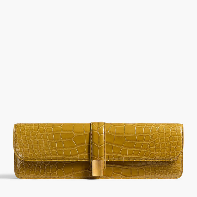 Blake Long Clutch in Golden Olive Alligator Khaite