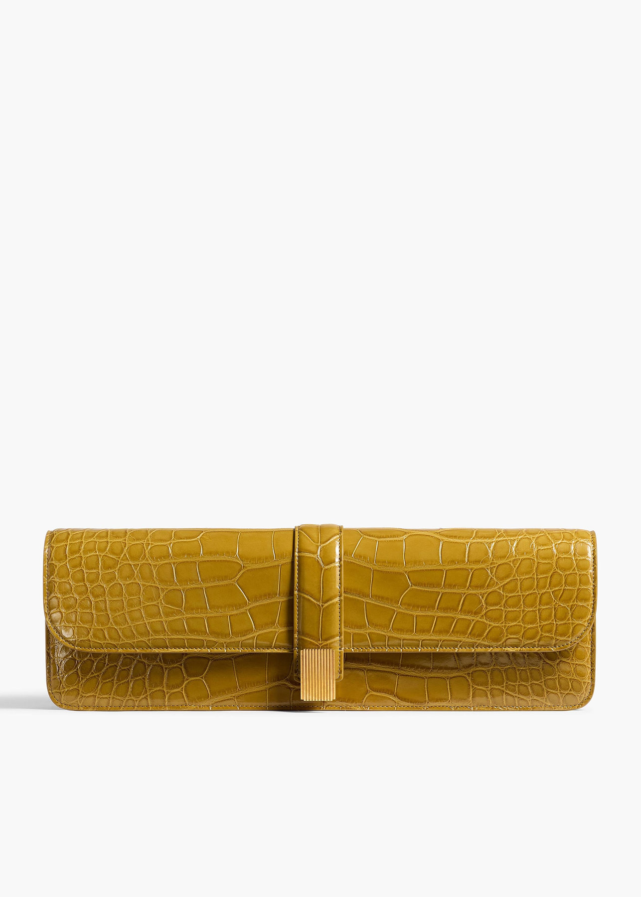 Blake Long Clutch in Golden Olive Alligator Khaite