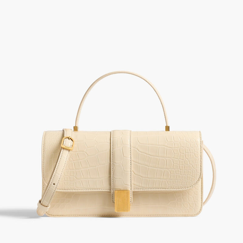 Blake Top Handle Bag in Champagne Alligator Khaite