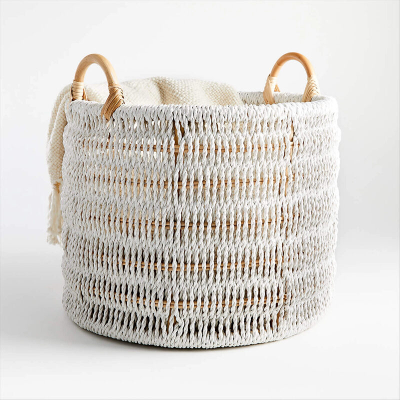 Blanca Natural/White Rope Basket + Reviews | Crate & Barrel