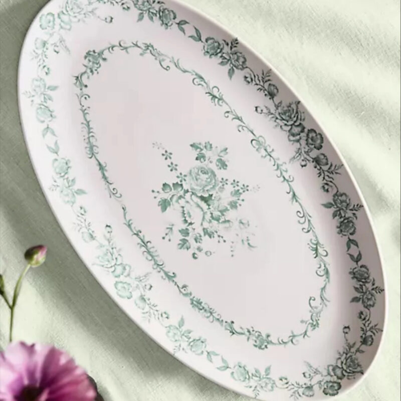 Blooming Transferware Serving Platter in White at Terrain