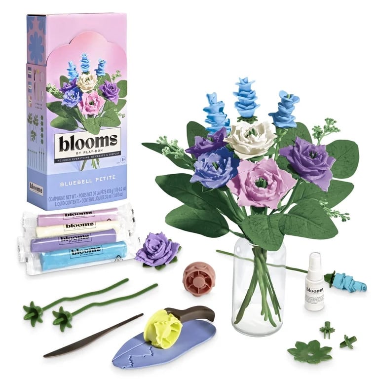 Blooms by Play-Doh Bluebell Petite Flower Bouquet Arts & Crafts Kit for Adults, DIY Home & Desk D...