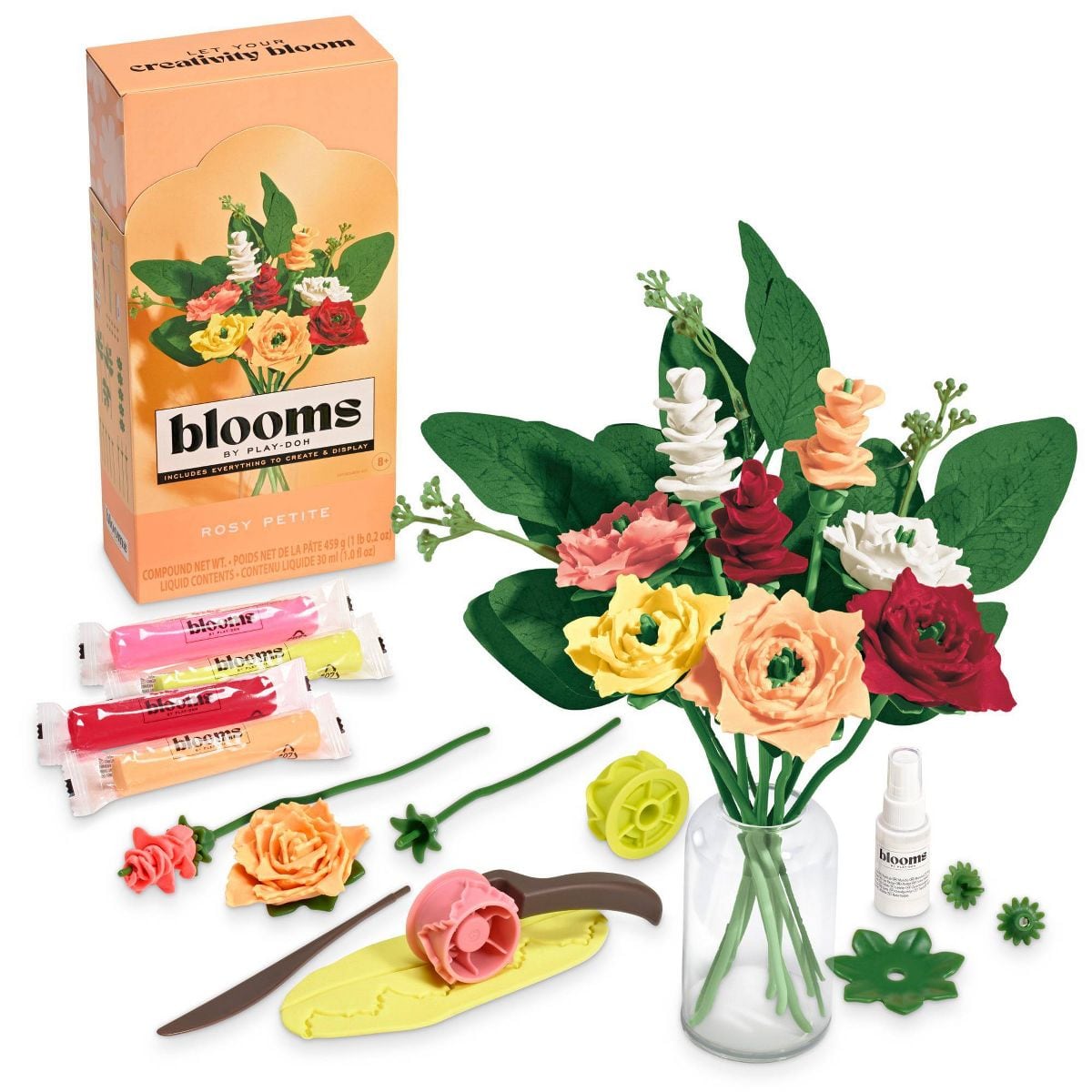 Blooms by Play-Doh Rosy Petite Flower Bouquet Arts and Crafts Kit for Adults DIY Home and Desk De...