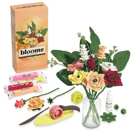 Blooms by Play-Doh Rosy Petite Flower Bouquet Arts & Crafts Kit for Adults