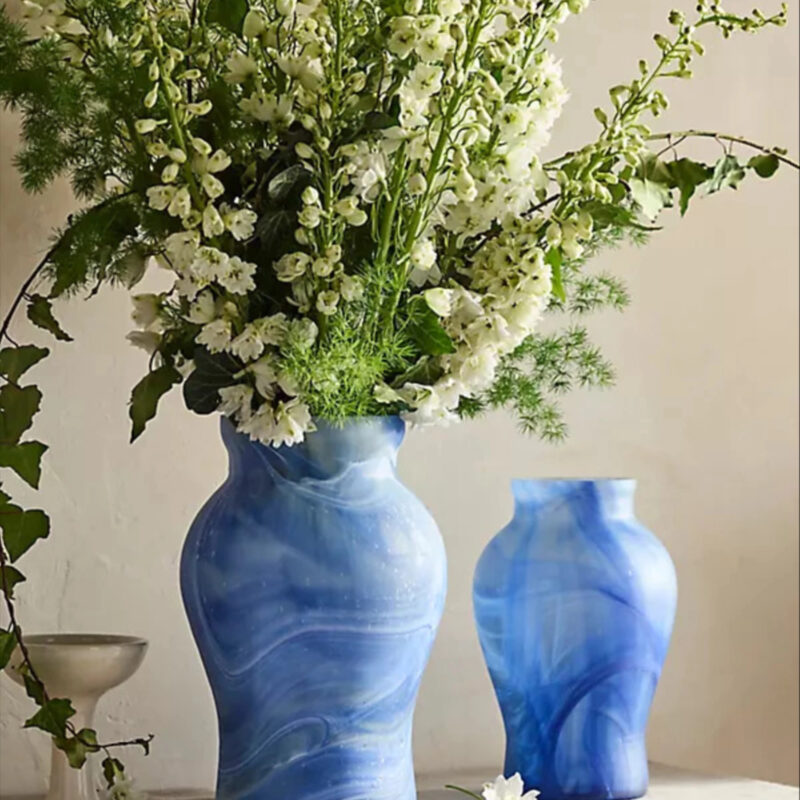 Blue Swirl Glass Vase, Size: Large at Terrain