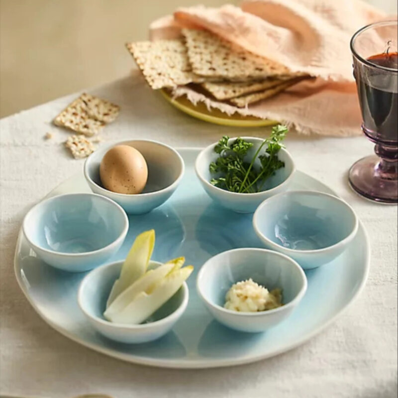 Blue Wash Stoneware Seder Plate Set at Terrain