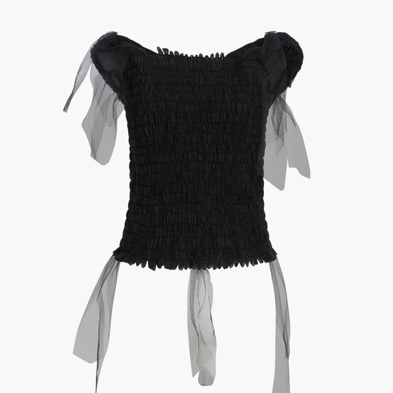 Bo Top in Black Khaite