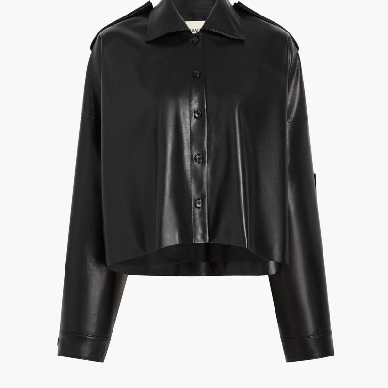 Bodine Top in Black Leather Khaite