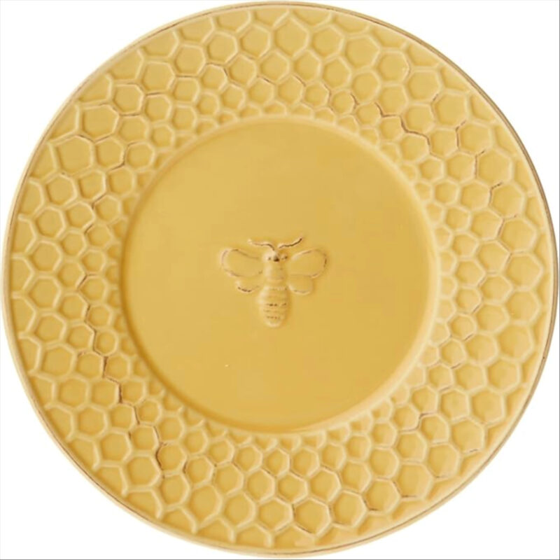 Boston International Embossed Stoneware Plate, 8-Inch Diameter, Honeycomb