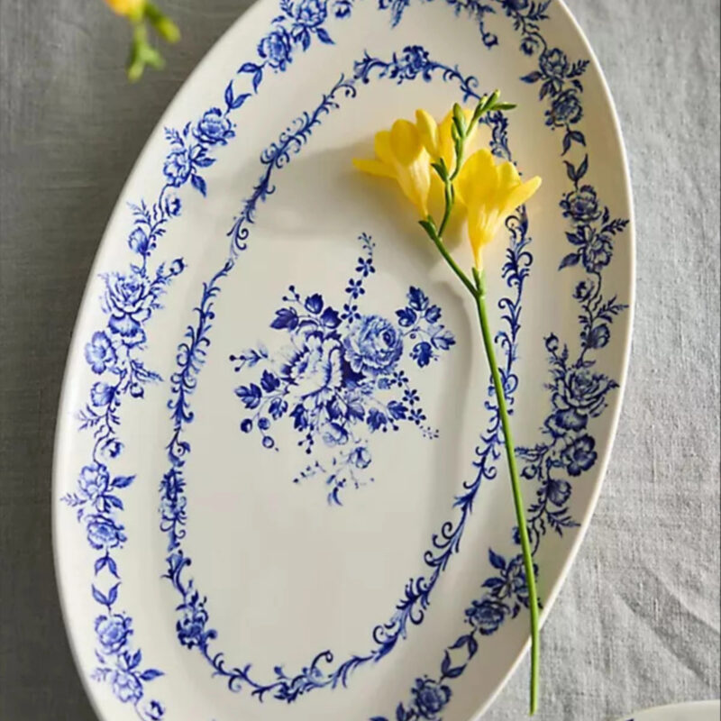 Botanical Transferware Serving Platter