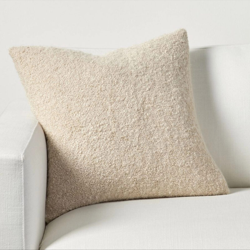 Boucle Pillow & Down Feather Insert Bundle, 20"", Cement